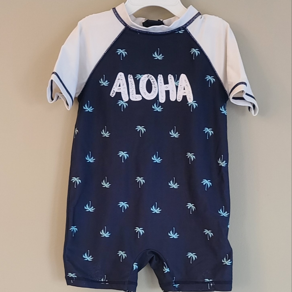 Rashguard "Aloha" swimsuit with palm tree pattern